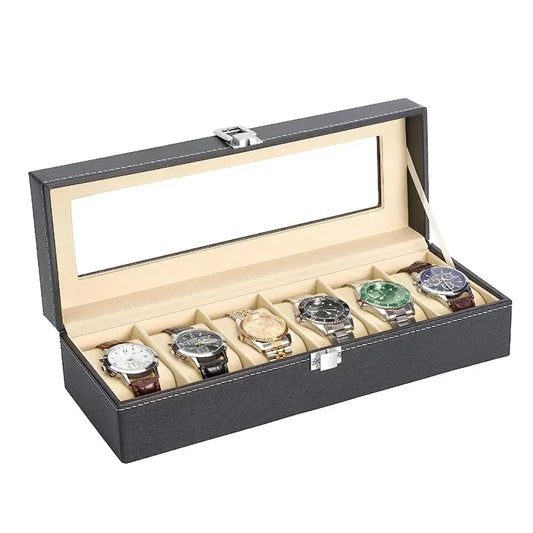 Leather Display Storage Collection watch box Case With Glass